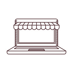 monochrome silhouette of laptop computer online store vector illustration