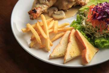 Chicken Steak with Mushroom Sauce