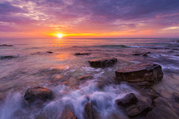 Seascape in sunset. Beautiful natural of sea in summer of thailand.