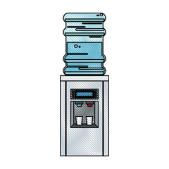 drawing bottle cooler water electric dispenser vector illustration