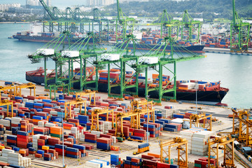 View of a container terminal at the Port of Singapore