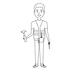 construction workman avatar character vector illustration design