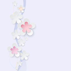 Blue pastel background with white and coloured flowers