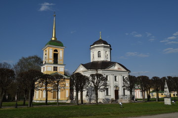 Fototapeta na wymiar Church in the estate of Count Sheremetev Kuskovo, Moscow: 30 of April 2017