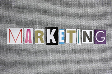 marketing word on grey background