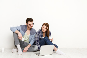 Couple making call to food delivery, online order