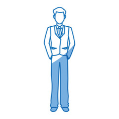 cartoon man business standing suit elegant vector illustration