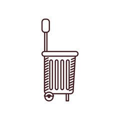 monochrome silhouette of shopping basket with wheels vector illustration