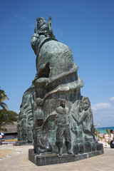 Famous Mermaid Statue at public beach in Mermaid Statue at Public Beach in Playa del Carmen / Fundadores Park in Playa del Carmen in Mexico