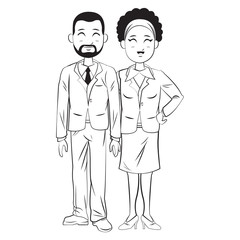 business people team standing, businessman and businesswoman wear suit vector illustration