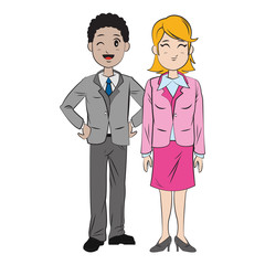 business people team standing, businessman and businesswoman wear suit vector illustration