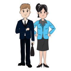 business people team standing, businessman and businesswoman wear suit vector illustration