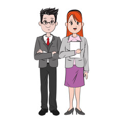 business people team standing, businessman and businesswoman wear suit vector illustration