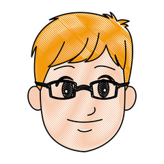 cartoon head young man smile expression vector illustration