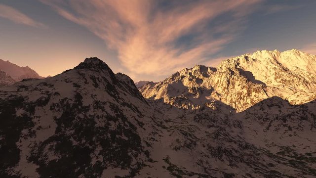 loop rotate camera above mountains
