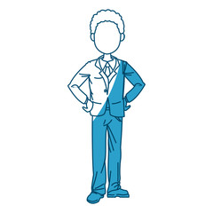 young business man standing with his hands vector illustration