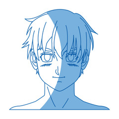 cartoon young guy. anime boy character japanese vector illustration
