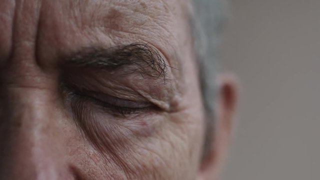 Eyes Of An Elderly Man Close Up Open And Close