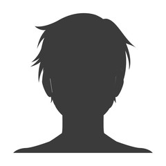silhouette head boy anime avatar image vector illustration