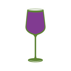 purple wine glass cup liquid beberage vector illustration