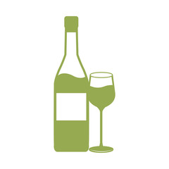 wine bottle and cup drink celebration vector illustration