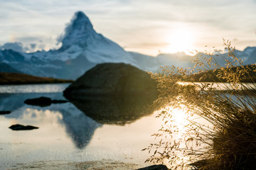 Später Nachmittag am Stellisee, Zermatt mit dem Matterhorn