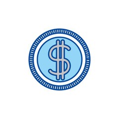 blue contour of money coin icon vector illustration