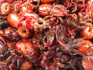 Roselle and jujube background.selective focus