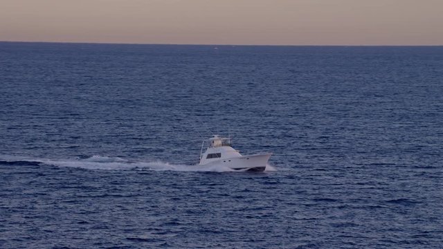 Aerial view of yacht off the coast of Miami