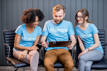 Volunteers working at the office