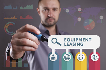 Business, Technology, Internet and network concept. Young businessman working on a virtual screen...