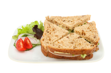 Ham salad sandwich with garnish