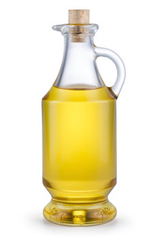 Oil in bottle isolated on white background. With clipping path.