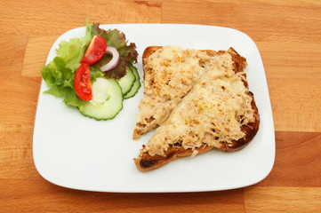 Tuna melt on table