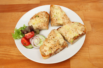 Tuna melts on a table