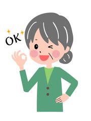 シニア　女性　ジェスチャー