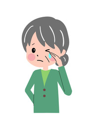 シニア　女性　ジェスチャー