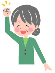 シニア　女性　ジェスチャー