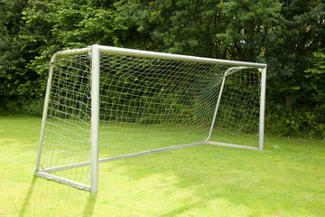 soccer goal on a meadow