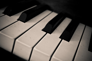 Fototapeta na wymiar Well-used piano keys