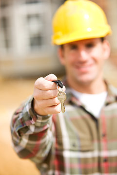 Construction: Contractor Holding House Key