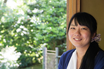 old japanese house young asian woman