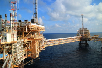 Fototapeta na wymiar Offshore construction platform for production oil and gas,Oil and gas industry