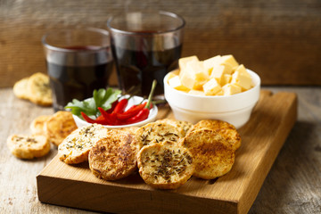 Cheese cookies with chili, herbs and cumin