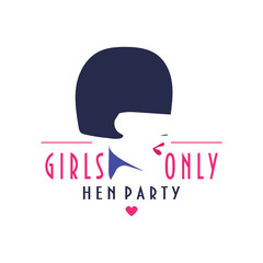Vector illustration: girls only minimalist poster. Great as flyer, invitation or any other template for hen party, ladies night, bachelorette party or girls night out activities.