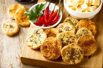 Cheese cookies with chili, herbs and cumin