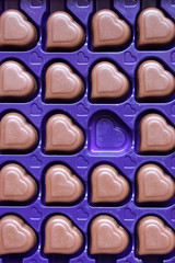 Chocolate hearts , close up