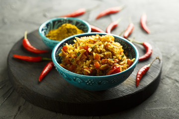 Spiced rice with vegetables