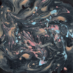 Decorative Marble Texture. Abstract painting. Trendy background for printing and websites. Color Paints on Dark Background