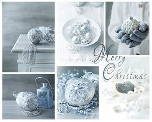 An arrangement of Christmas Stills in gray tones